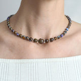 Art Deco 14kt Boulder Opal & Rock Quartz Crystal Bead Necklace