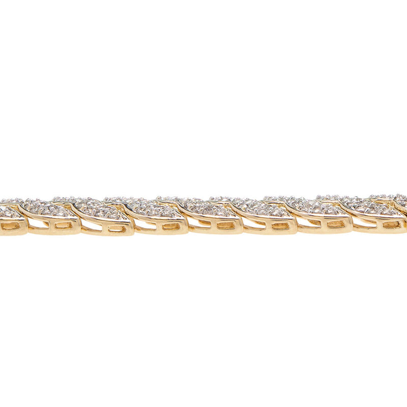 Estate 14k Yellow Gold Pavé Diamond Link Bracelet 5.0ctw