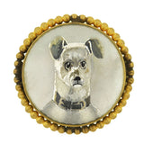 Victorian Brass Gilt & Reverse Carved Crystal Terrior Dog Pin