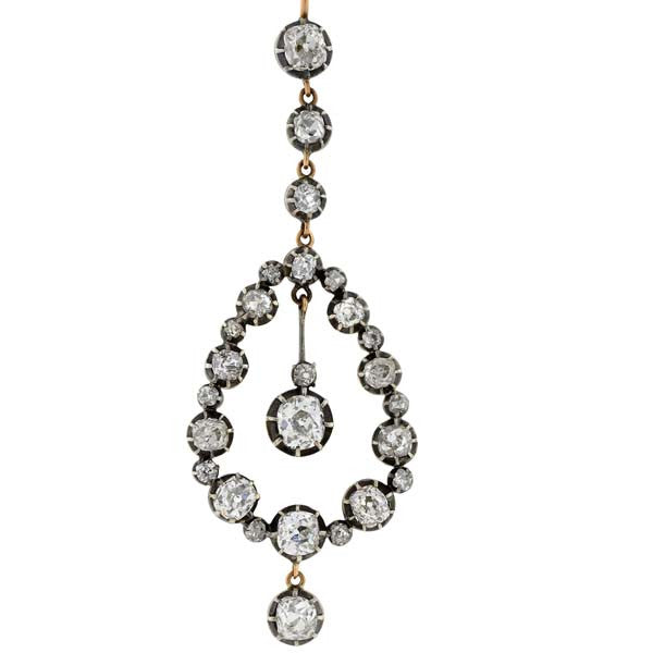 Victorian 18kt Diamond Teardrop Earrings 7ctw