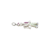 Art Deco Platinum Diamond Emerald Ruby + Sapphire Water Carrier Pendant