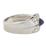 Retro French Platinum Sapphire & Diamond Ring