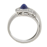 Retro French Platinum Sapphire & Diamond Ring