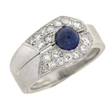 Retro French Platinum Sapphire & Diamond Ring