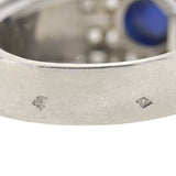 Retro French Platinum Sapphire & Diamond Ring