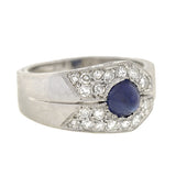 Retro French Platinum Sapphire & Diamond Ring