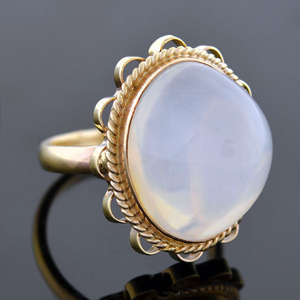 Estate 14kt Large Water Opal Cabochon Ring