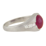 Edwardian Platinum Burmese Ruby + French Cut Diamond Ring 1.50ct center