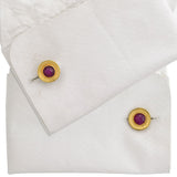 J.E. CALDWELL Retro 14kt No-Heat Burmese Ruby Cabochon Cufflinks