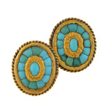 Victorian 15kt Inlaid Persian Turquoise Cufflinks