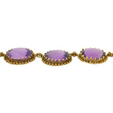 Victorian Large 15kt Faceted Amethyst + Cannetille Wirework Link Necklace 14.5"