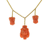 Victorian 14kt Natural Coral Carved Cameo Necklace