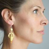 Victorian Sterling & Hand Carved Ivory Urn Earrings