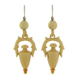 Victorian Sterling & Hand Carved Ivory Urn Earrings