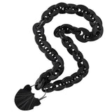 Victorian Carved Jet Chain & Lock Necklace
