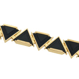 Late Art Deco 14kt Gold Triangular Onyx Link Bracelet