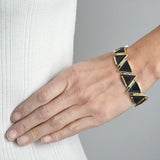 Late Art Deco 14kt Gold Triangular Onyx Link Bracelet