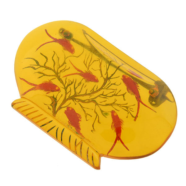Retro Reverse Carved Apple Juice Fish Bowl Bakelite Pin