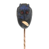 Victorian 15kt Carved Labradorite + Garnet Devil Stick Pin