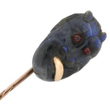 Victorian 15kt Carved Labradorite + Garnet Devil Stick Pin