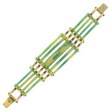 Art Deco Green & Yellow Celluloid & Brass Stacked Bracelet