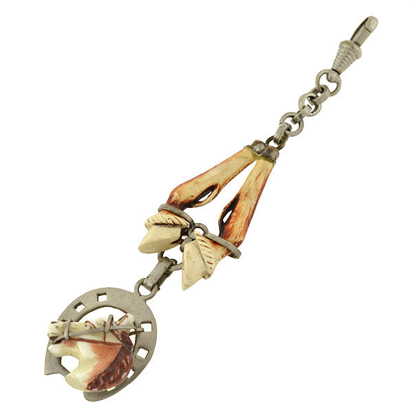 Late Victorian Sterling & Celluloid Equestrian Horse Fob