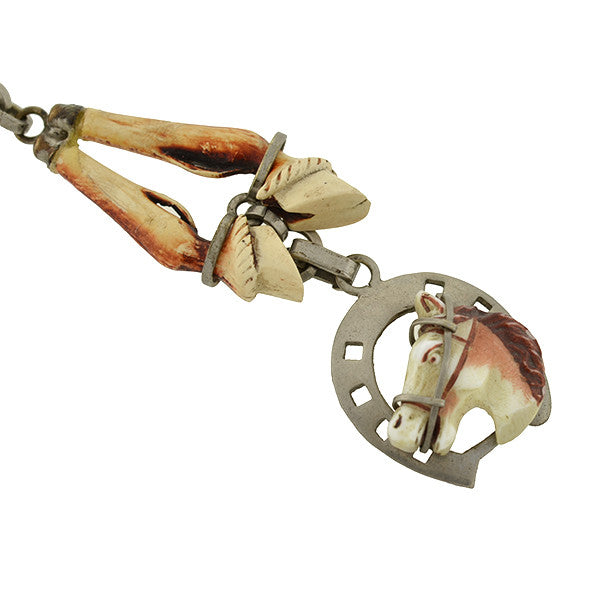 Late Victorian Sterling & Celluloid Equestrian Horse Fob