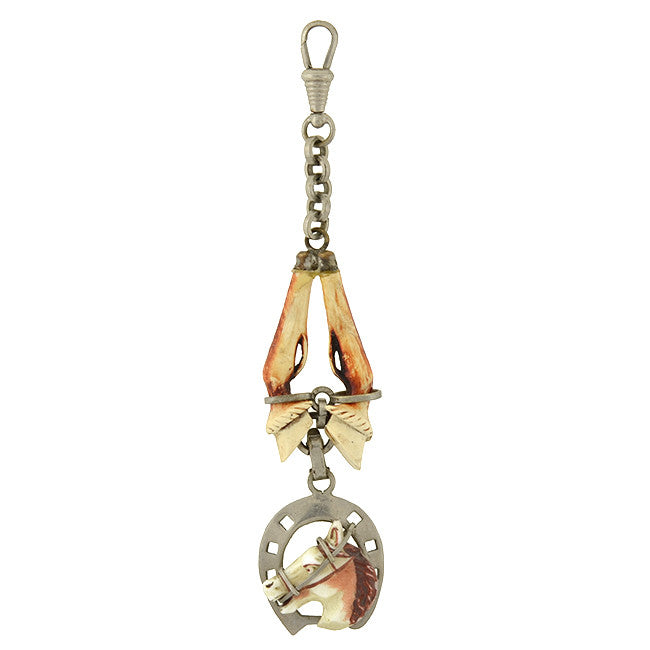 Late Victorian Sterling & Celluloid Equestrian Horse Fob