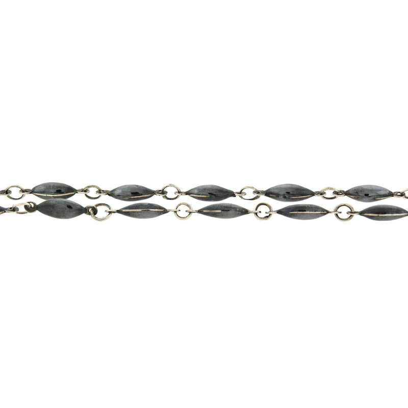 Retro Sterling Silver & Black Enamel Link Necklace