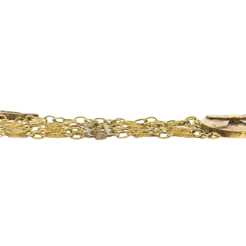 Victorian 18kt + Genuine Gold Nugget Multi-Strand Bracelet