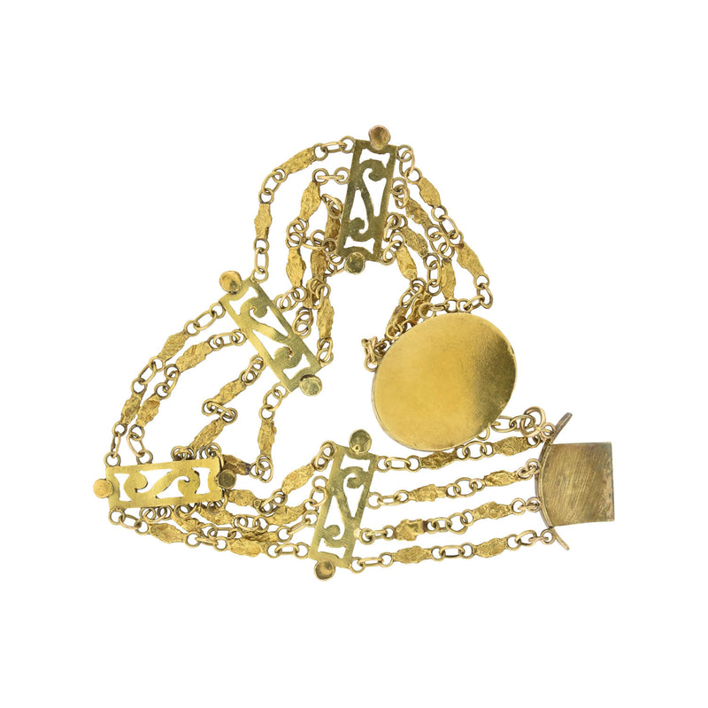 Victorian 18kt + Genuine Gold Nugget Multi-Strand Bracelet