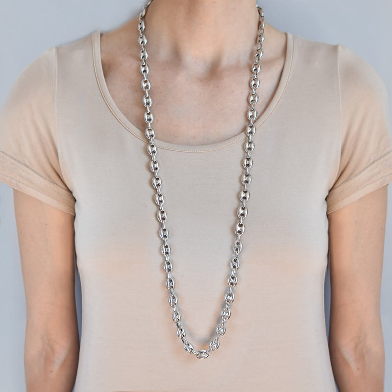 Estate Sterling "Gucci Style" Anchor Link Chain Necklace 36.5"