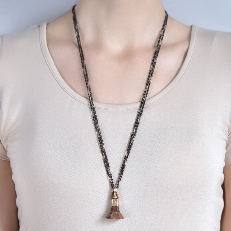 Victorian Gunmetal + 9kt Rose Gold Link Chain 56"