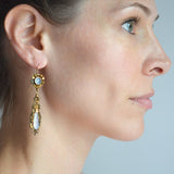 Victorian 18kt Chalcedoney Cannetille Teardrop Earrings