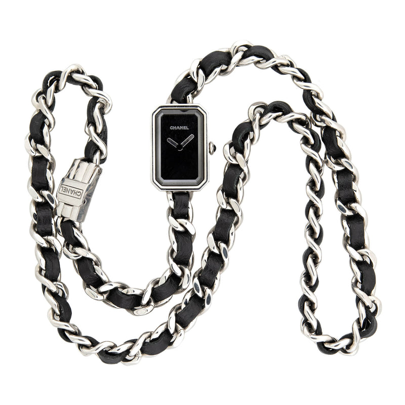 Estate CHANEL Première Iconic Stainless Steel Chain + Leather Wrap Watch