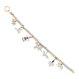 Art Deco Platinum and 18k Multi Stone Charm Bracelet