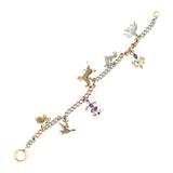 Art Deco Platinum and 18k Multi Stone Charm Bracelet