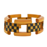Retro Bakelite "Checkerboard" Gate Link Bracelet