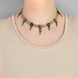 Victorian 18kt/Sterling Diamond + Enamel Star Choker Necklace