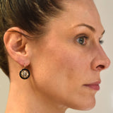 Victorian 14kt Black Enamel + Diamond Cluster Earrings 1.30ctw