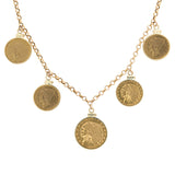 Estate Mixed Gold Indian Head Coin Festoon Necklace