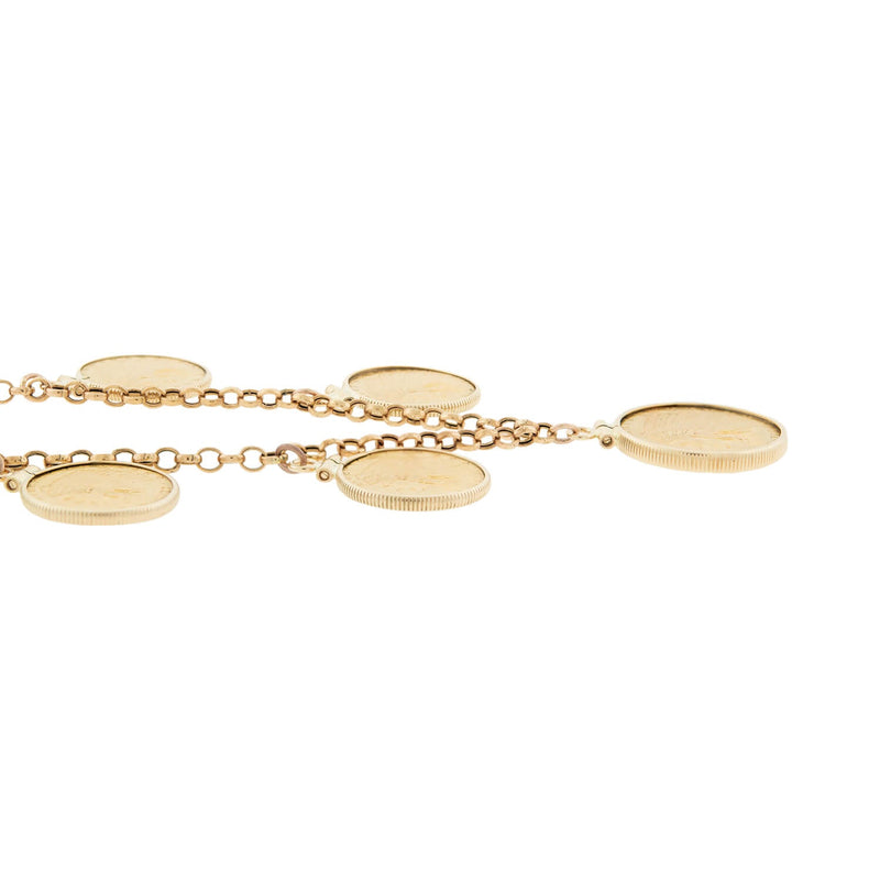 Estate Mixed Gold Indian Head Coin Festoon Necklace