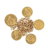 Estate Mixed Gold Indian Head Coin Festoon Necklace