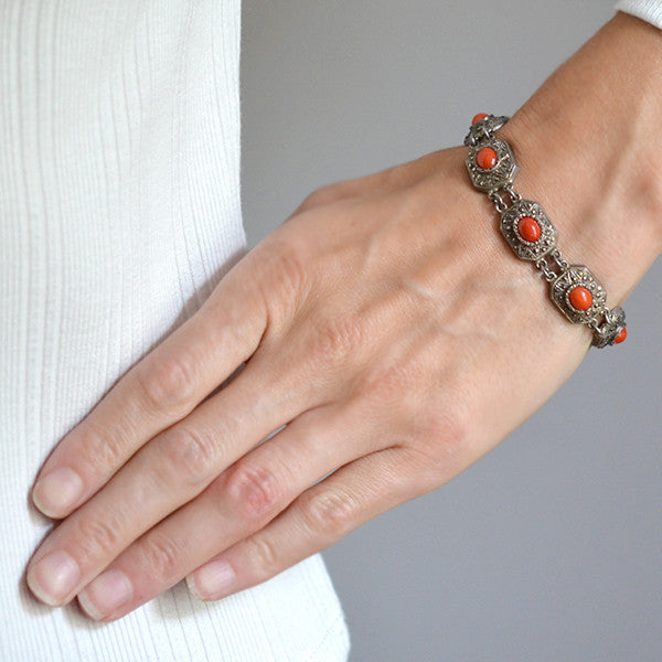Vintage silver marcasite bracelet sale