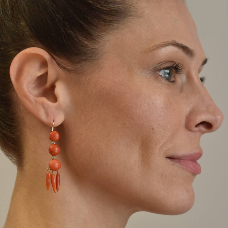 Natural sales coral earrings