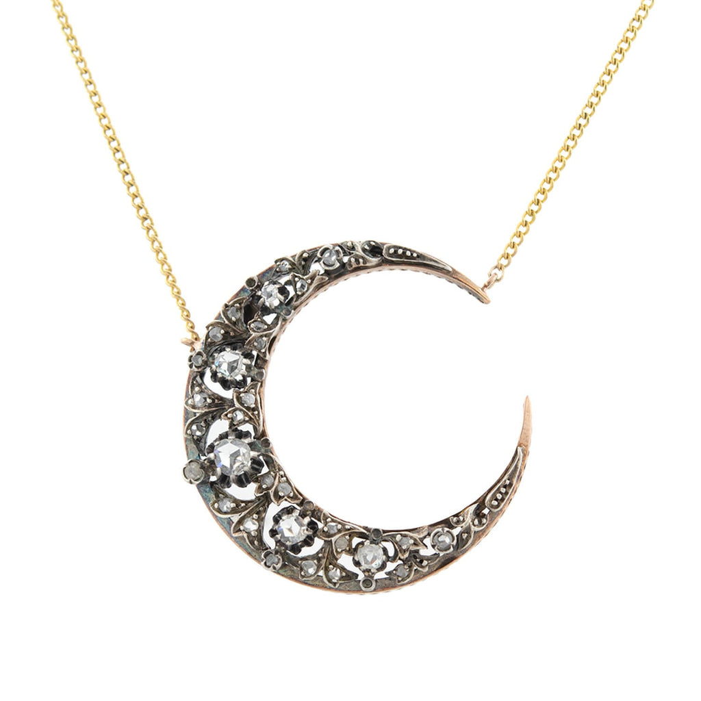 Xiv karats crescent moon diamond necklace hotsell