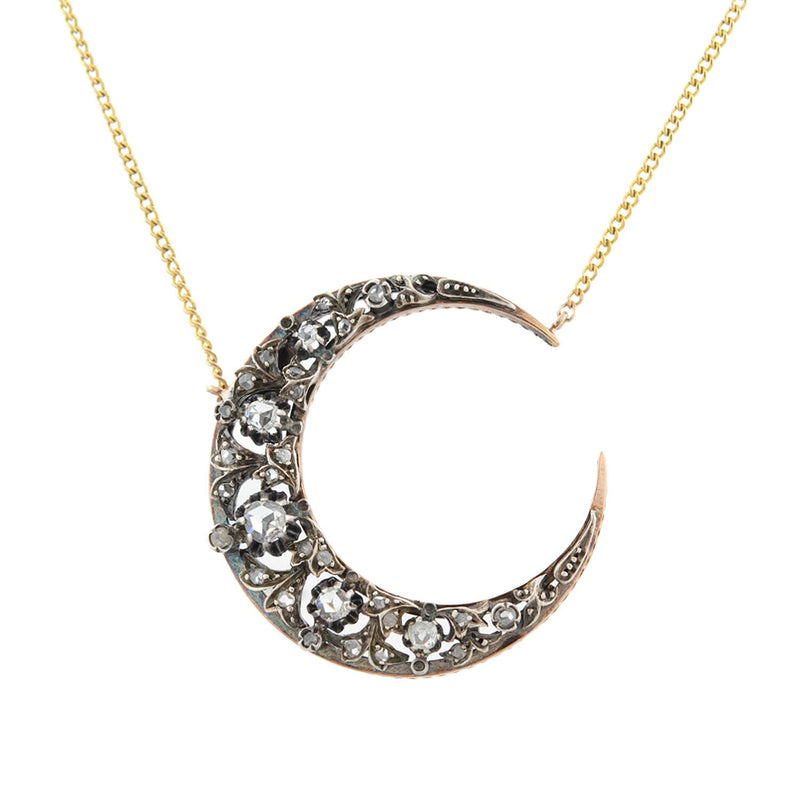 Pave Diamond Moon and Star Necklace - Zoe Lev Jewelry
