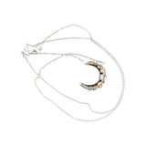 Victorian 14k & Sterling Diamond Crescent Moon Necklace .85ctw