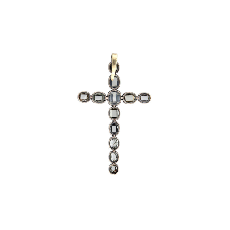 Georgian 15kt/Sterling Table Cut Diamond Cross 3ctw