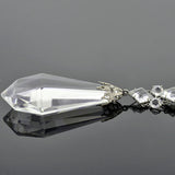 Late Art Deco Sterling Silver Faceted Crystal Necklace 32"